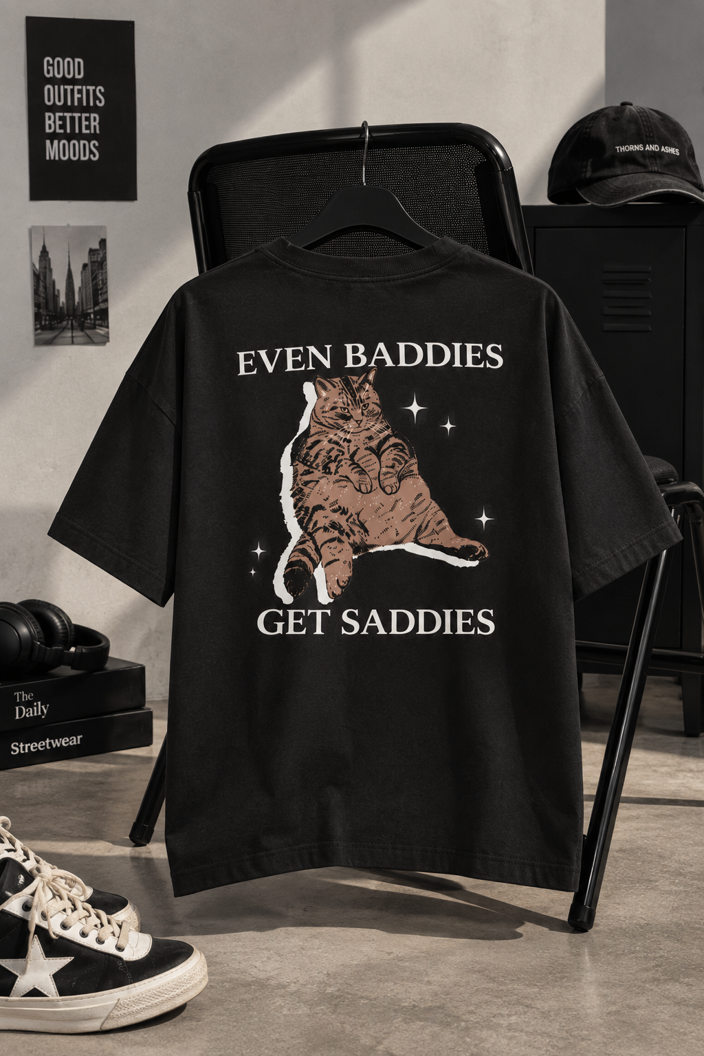 Thorns & Ashes Even Baddies Get Saddies Oversized T-Shirt