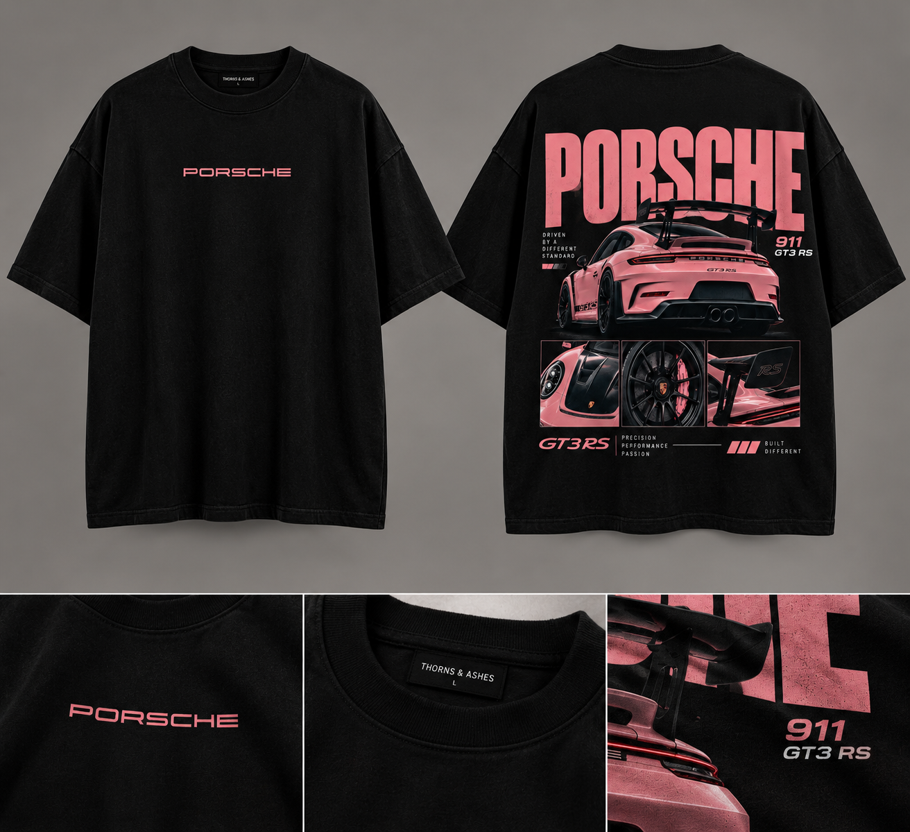 Thorns & Ashes; Ashes Porsche Oversized T-Shirt