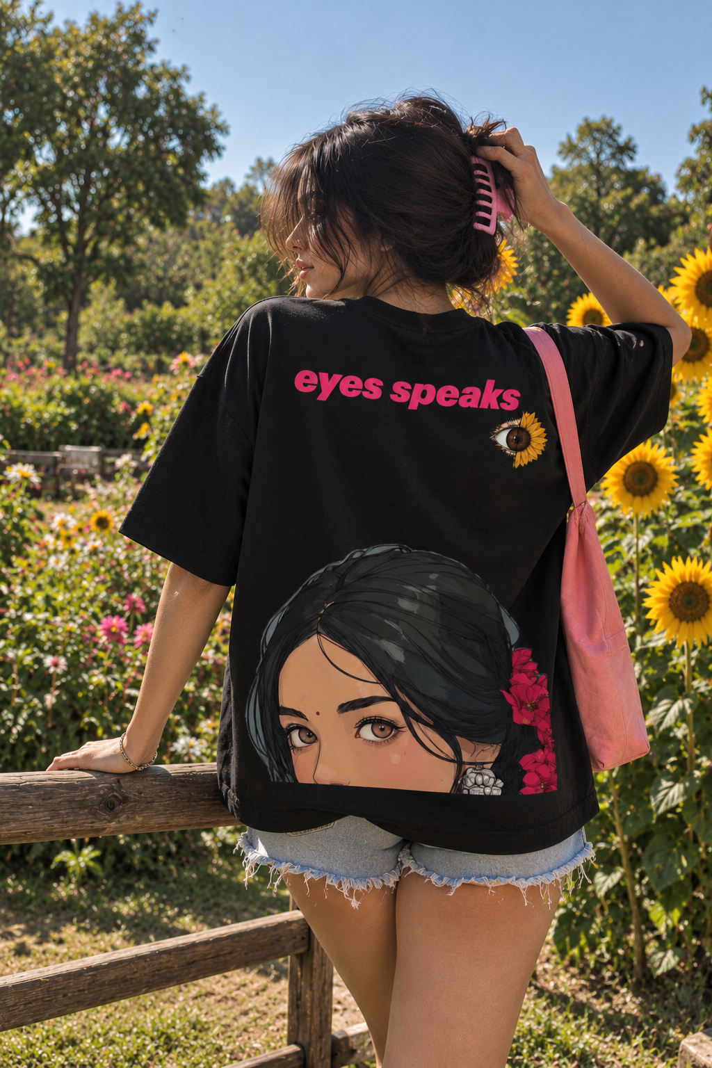 Thorns & Ashes Eyes Speak Oversized Black T-Shirt