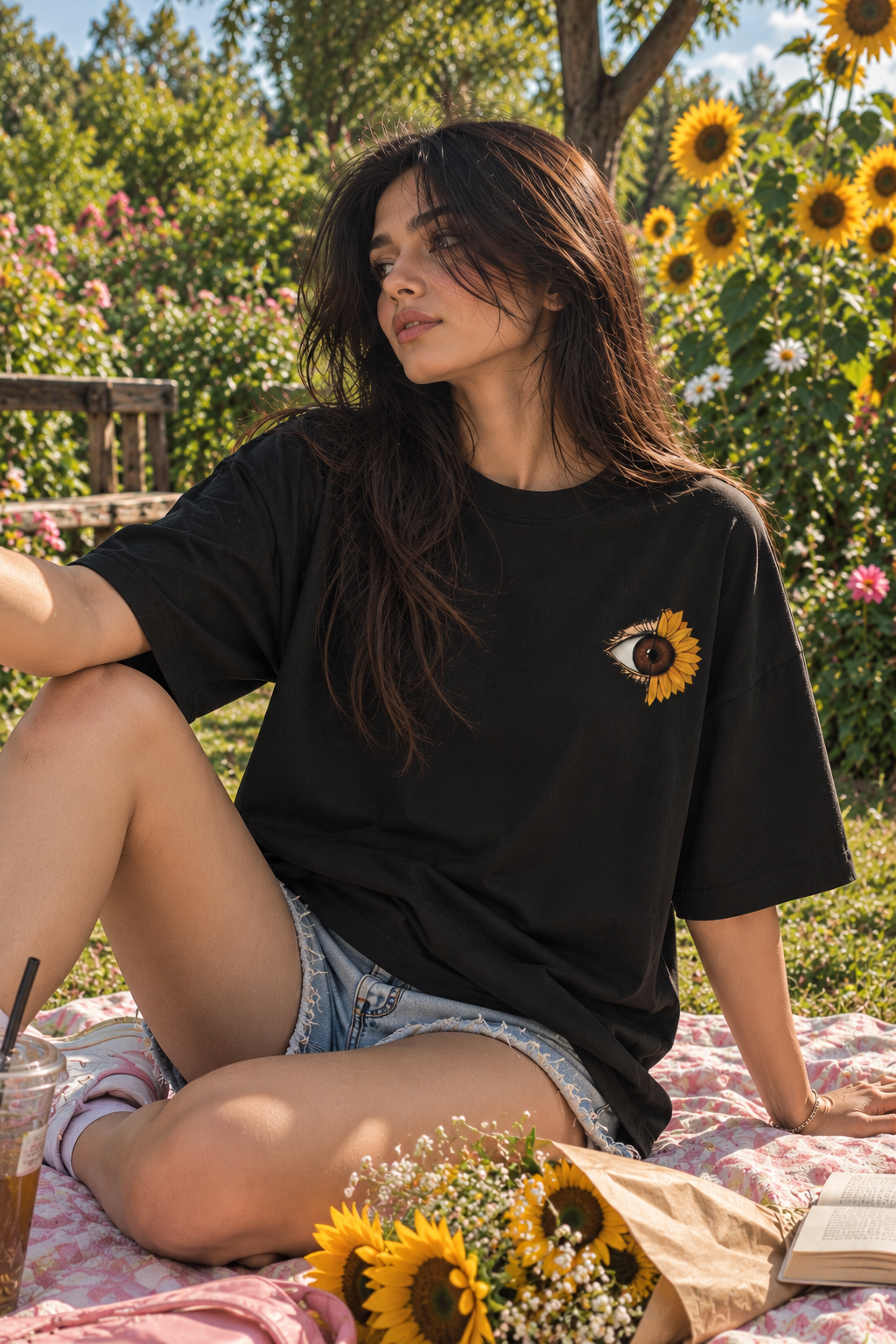 Thorns & Ashes Eyes Speak Oversized Black T-Shirt