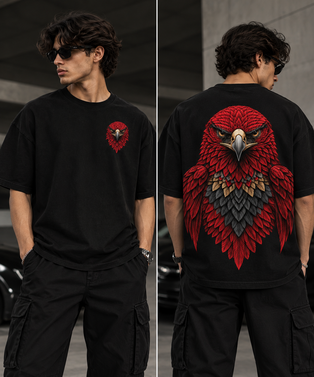 Thorns & Ashes Crimson Eagle Oversized T-Shirt