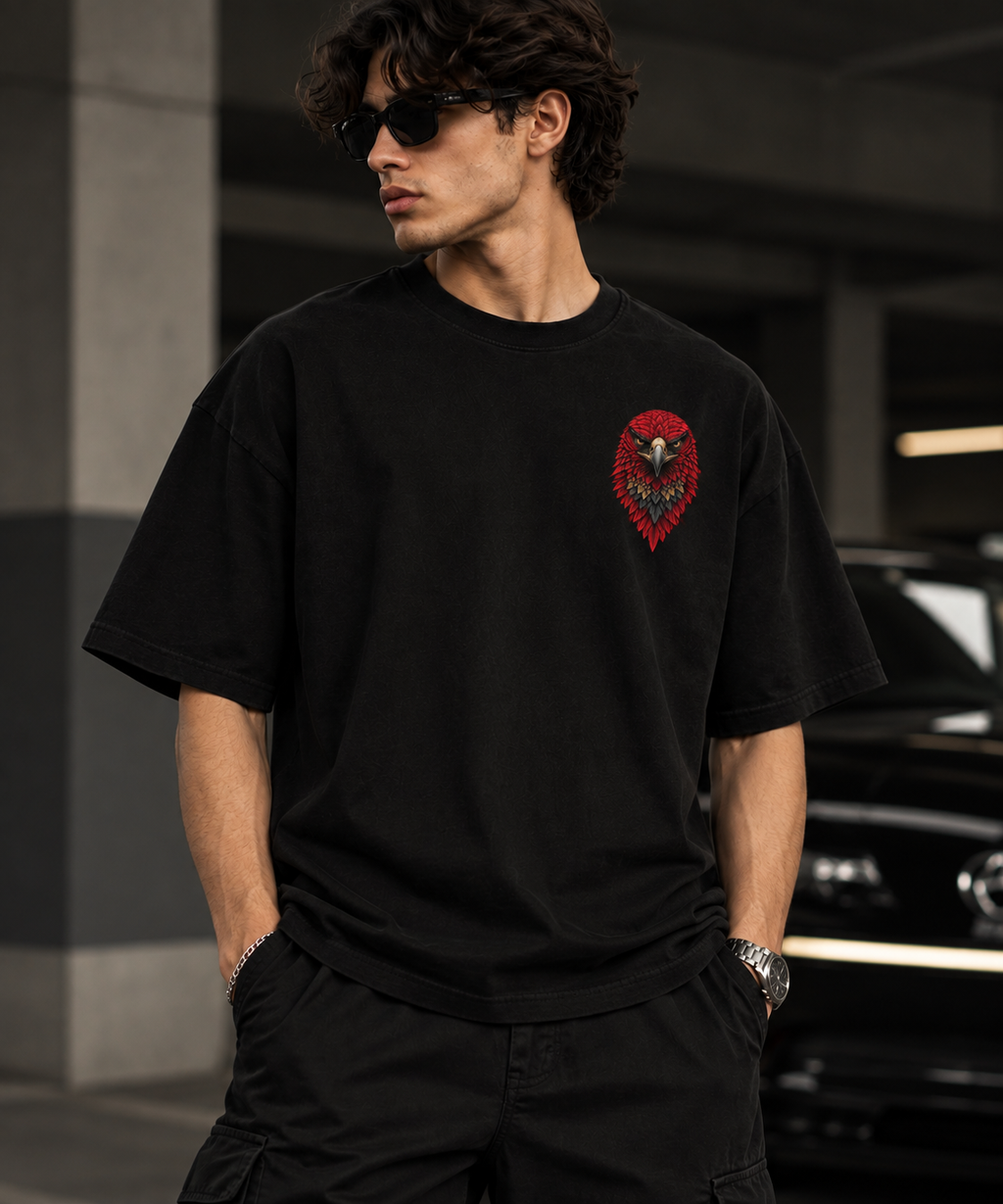Thorns & Ashes Crimson Eagle Oversized T-Shirt