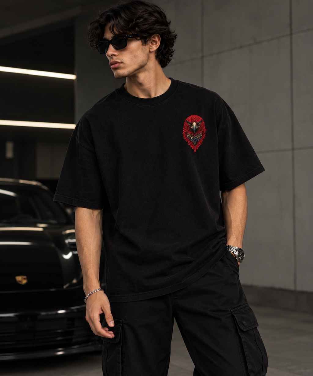 Thorns & Ashes Crimson Eagle Oversized T-Shirt