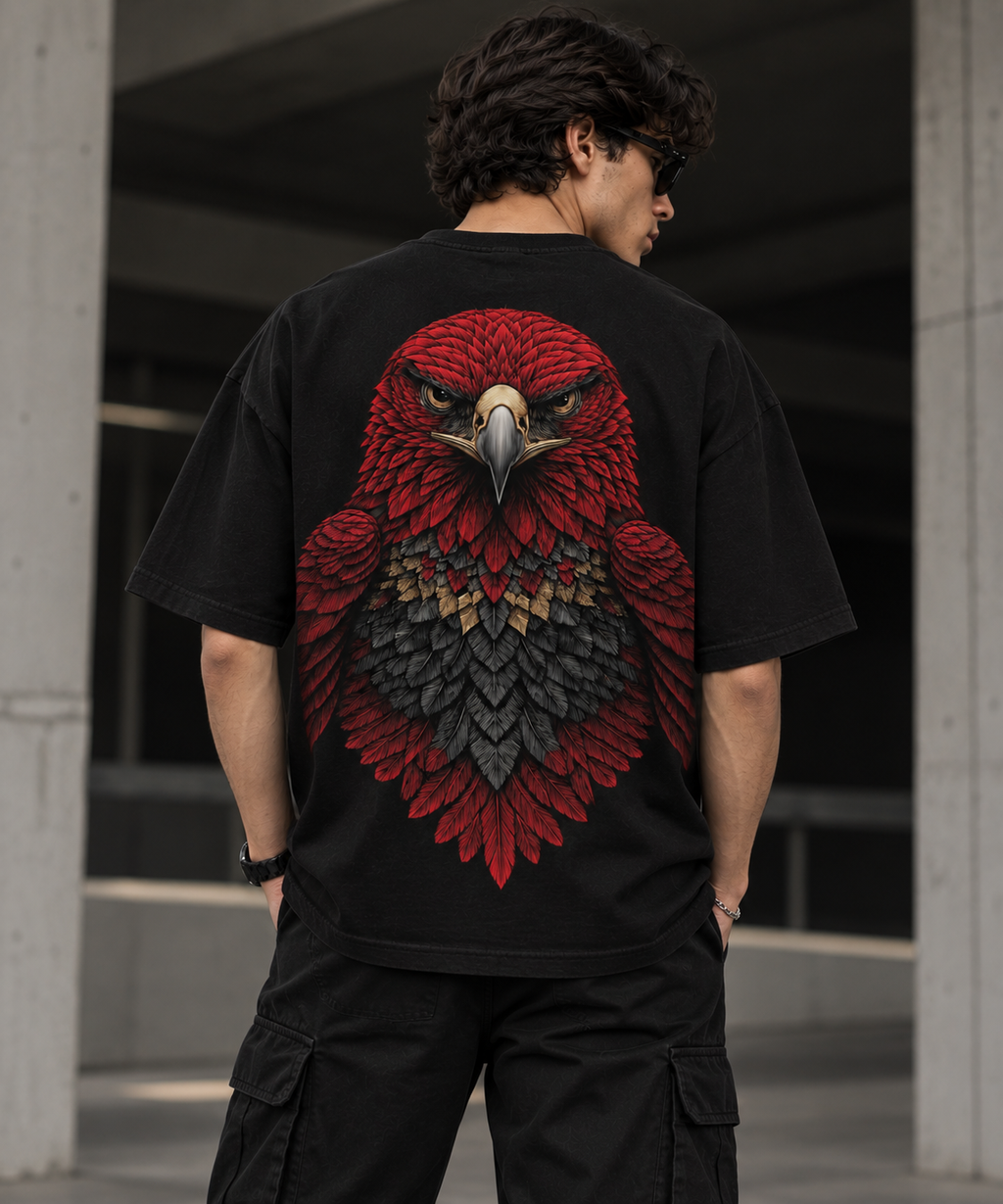 Thorns & Ashes Crimson Eagle Oversized T-Shirt