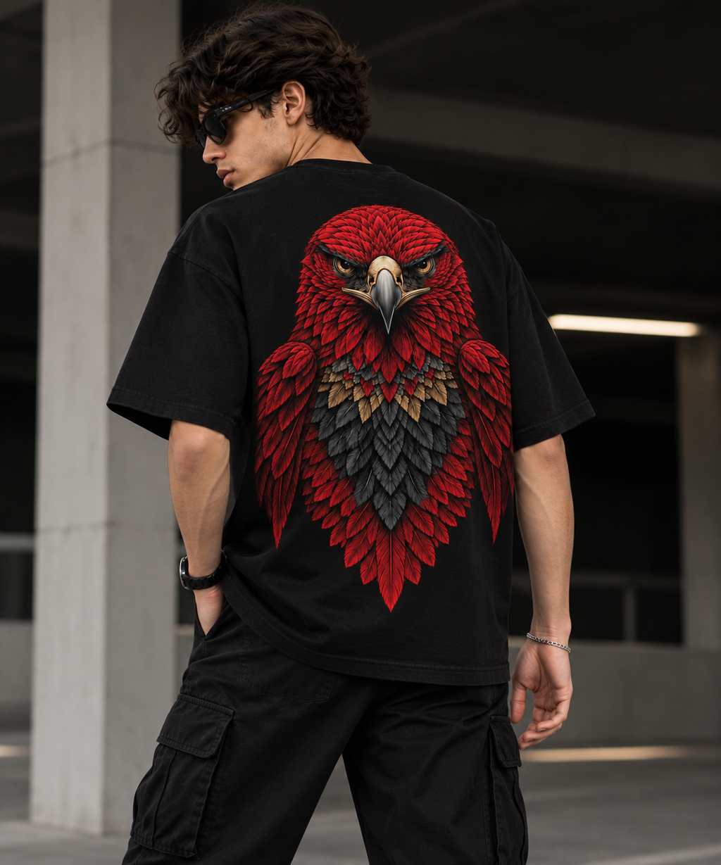 Thorns & Ashes Crimson Eagle Oversized T-Shirt