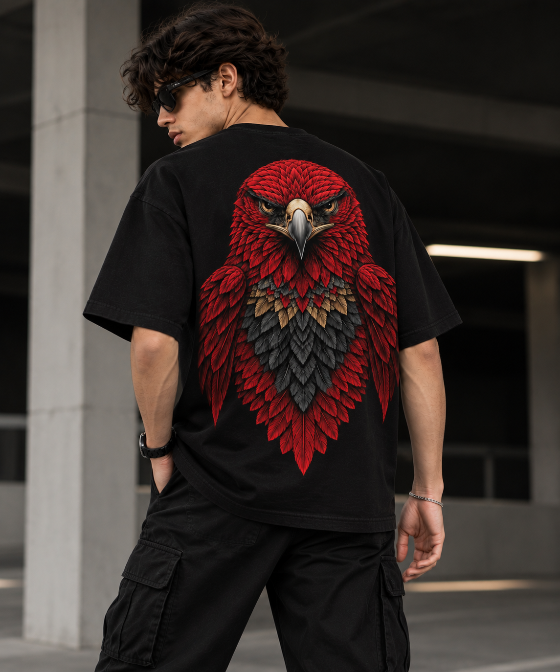 Thorns & Ashes Crimson Eagle Oversized T-Shirt
