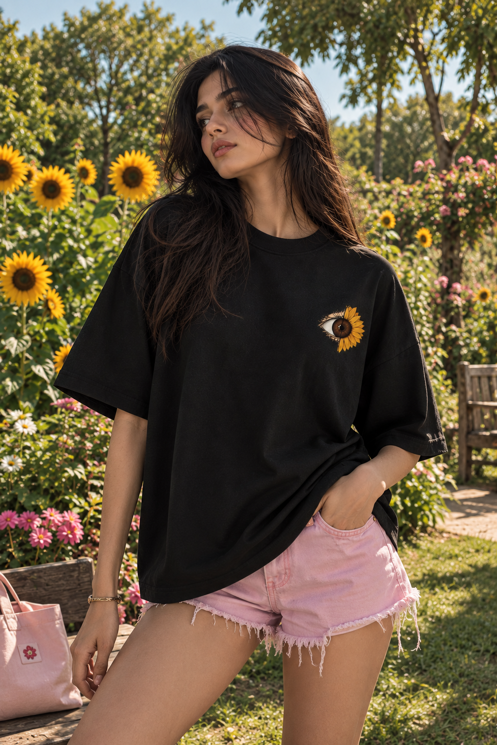 Thorns & Ashes Eyes Speak Oversized Black T-Shirt