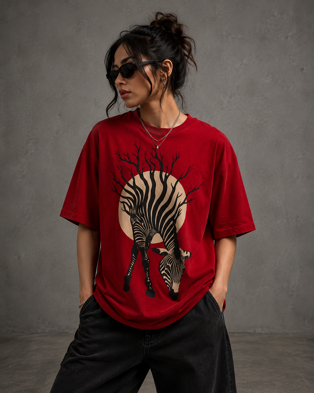 Thorns & Ashes Zebra Print Oversized Tshirt