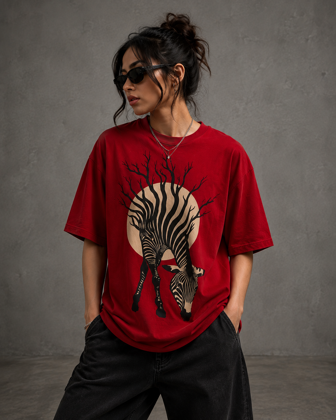 Thorns & Ashes Zebra Print Oversized Tshirt